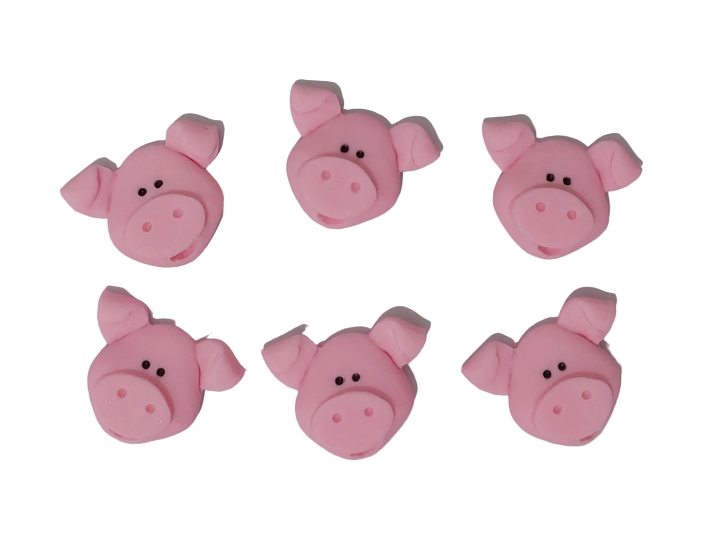 Six pigs, edible fondant icing cake decorations