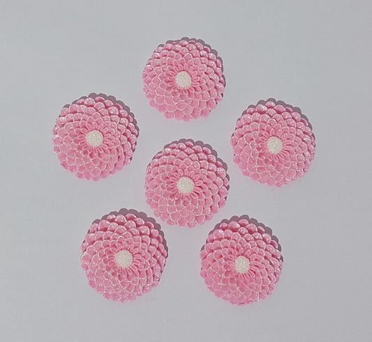 six pale pink dahlias, edible fondant icing cake decoration