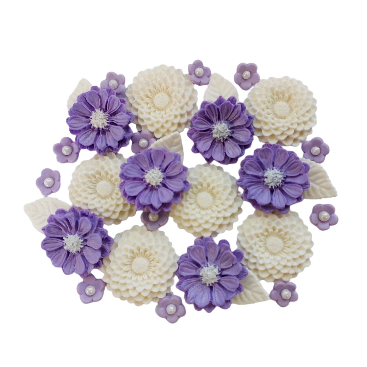 Flower Set - Dahlias & Daisies - Edible Icing Cake Decorations