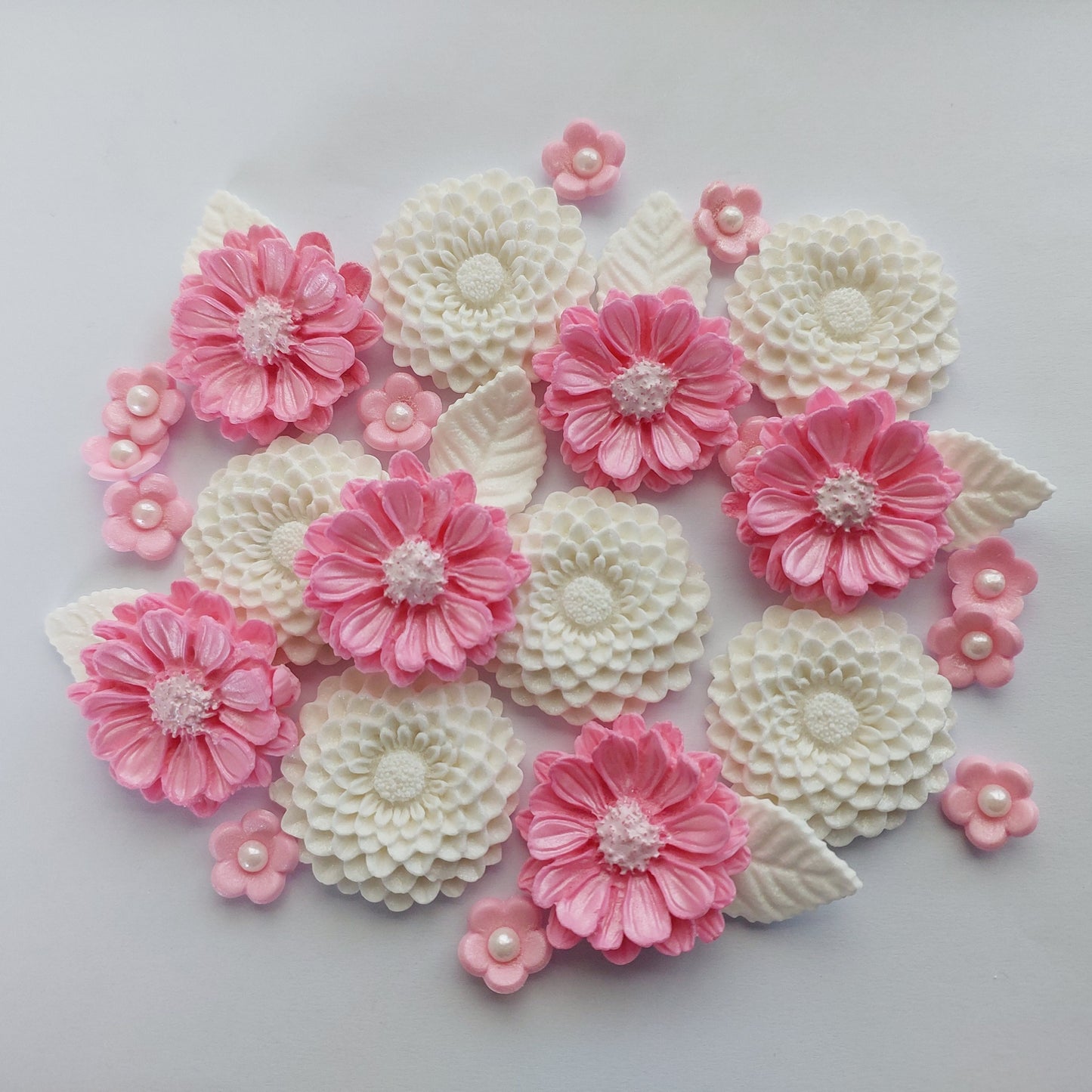 Flower Set - Dahlias & Daisies - Edible Icing Cake Decorations