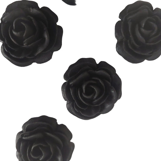 black rose, edible fondant cake decoration