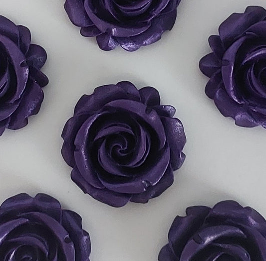 Purple Roses x 6 - Premium Edible Fondant Cake Decorations