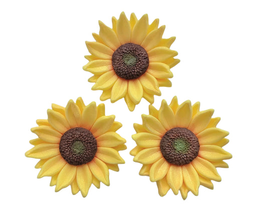 Sunflowers 4.5cm x 3 - Edible Icing Cake Decorations