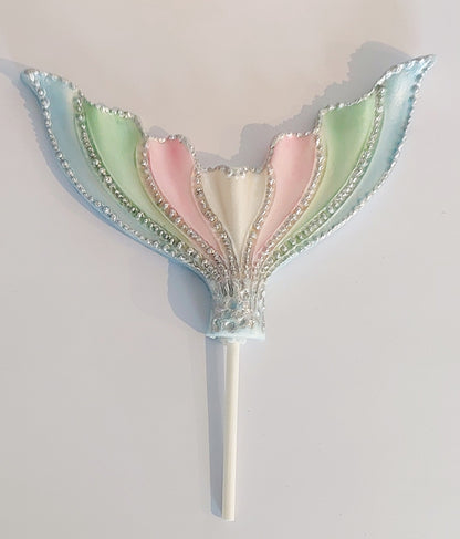 Wide Mermaid Tail & Shells - Pink, Blue, Green