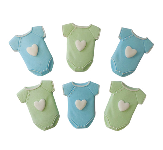 Baby Vests / Onesies x 6 - 2 Colours - Edible Cake Decorations