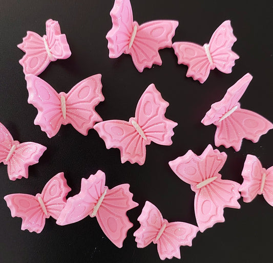 Sparkling Butterflies x 12 - Pink - 2 Sizes
