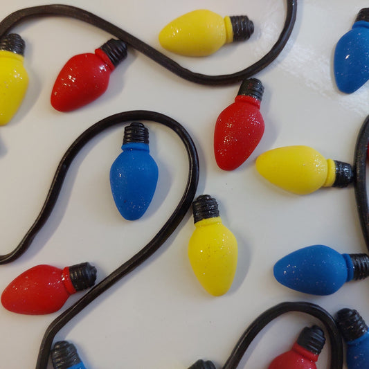 Christmas Lights / Bulbs x 24 with String- Edible Icing Cake Decorations