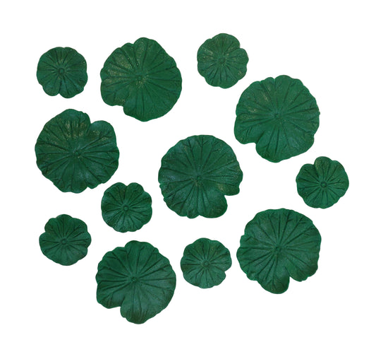 Water Lily Pads x 12 - Edible Icing Cake Decorations