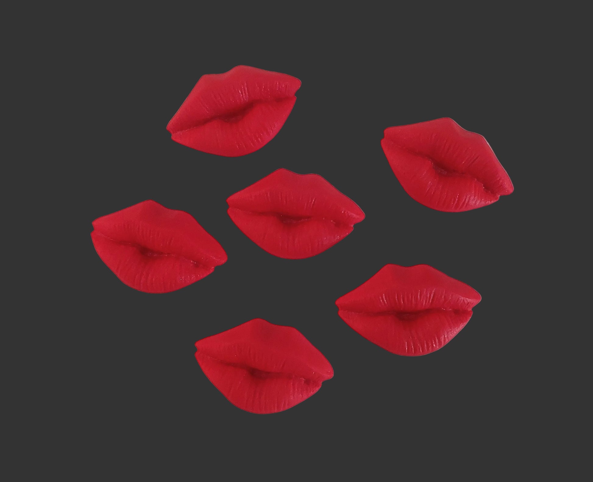 six red lips, edible cake decorations