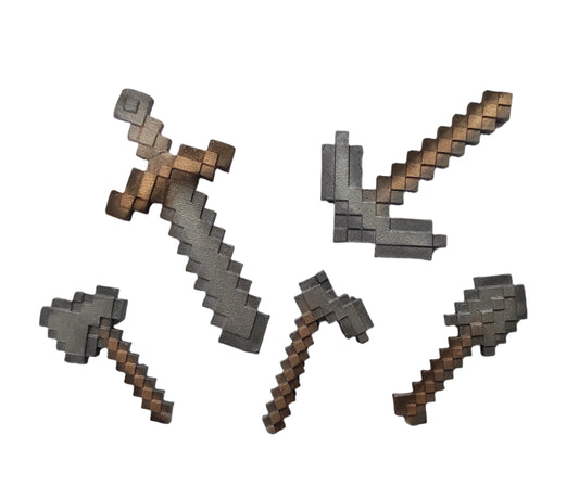 Minecraft Inspired Weapons x 5 - Edible Icing Cake Decorations