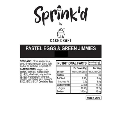 Sprink'd by Cake Craft product label with nutritional facts and ingredients on a white background