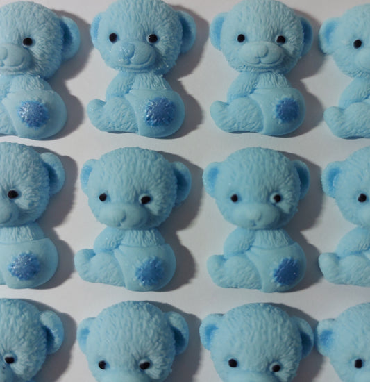 Baby Teddies x 12 - Blue - Edible Cake Decorations