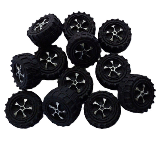 Mini Tyres x 12 - Edible - Fondant Icing Cake Decorations