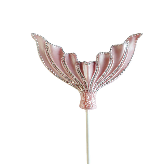 Wide Mermaid Tail - Blush Pink & Silver - Edible Chocolate Cake Decoration
