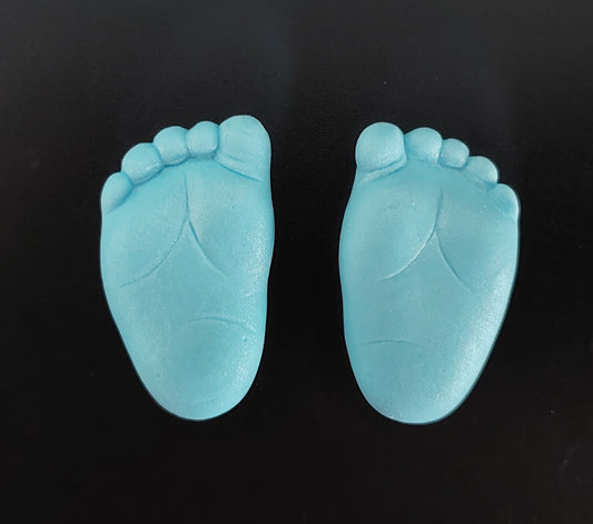 Blue baby feet, edible fondant cake decorations