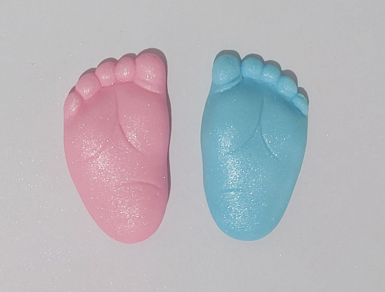 Pink and Blue baby feet, edible fondant cake decorations