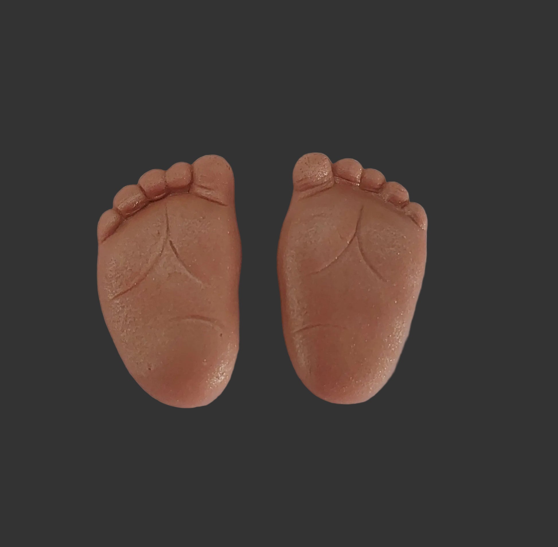 Brown baby feet, edible fondant icing cake decorations