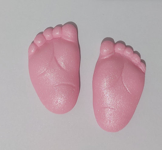 Pink baby feet, edible fondant cake decorations