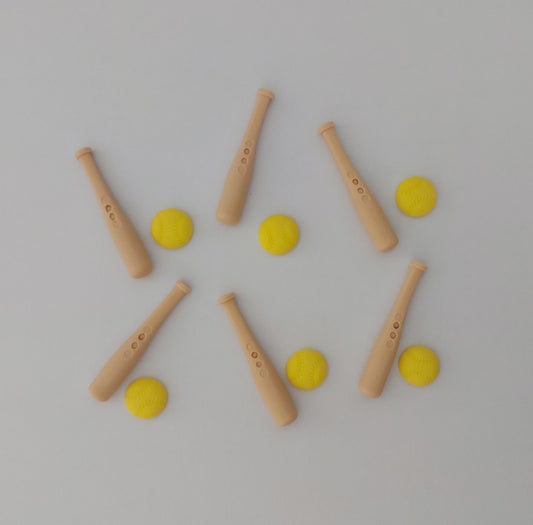 Softball / Baseball Bats and Balls - Edible Icing Cake Decorations