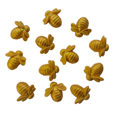 12 gold edible fondant icing bees for cakes