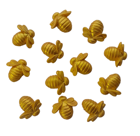 12 gold edible fondant bees for cakes