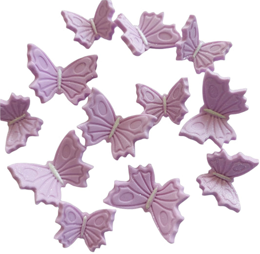 Sparkling Butterflies x 12 - Lilac - 2 Sizes