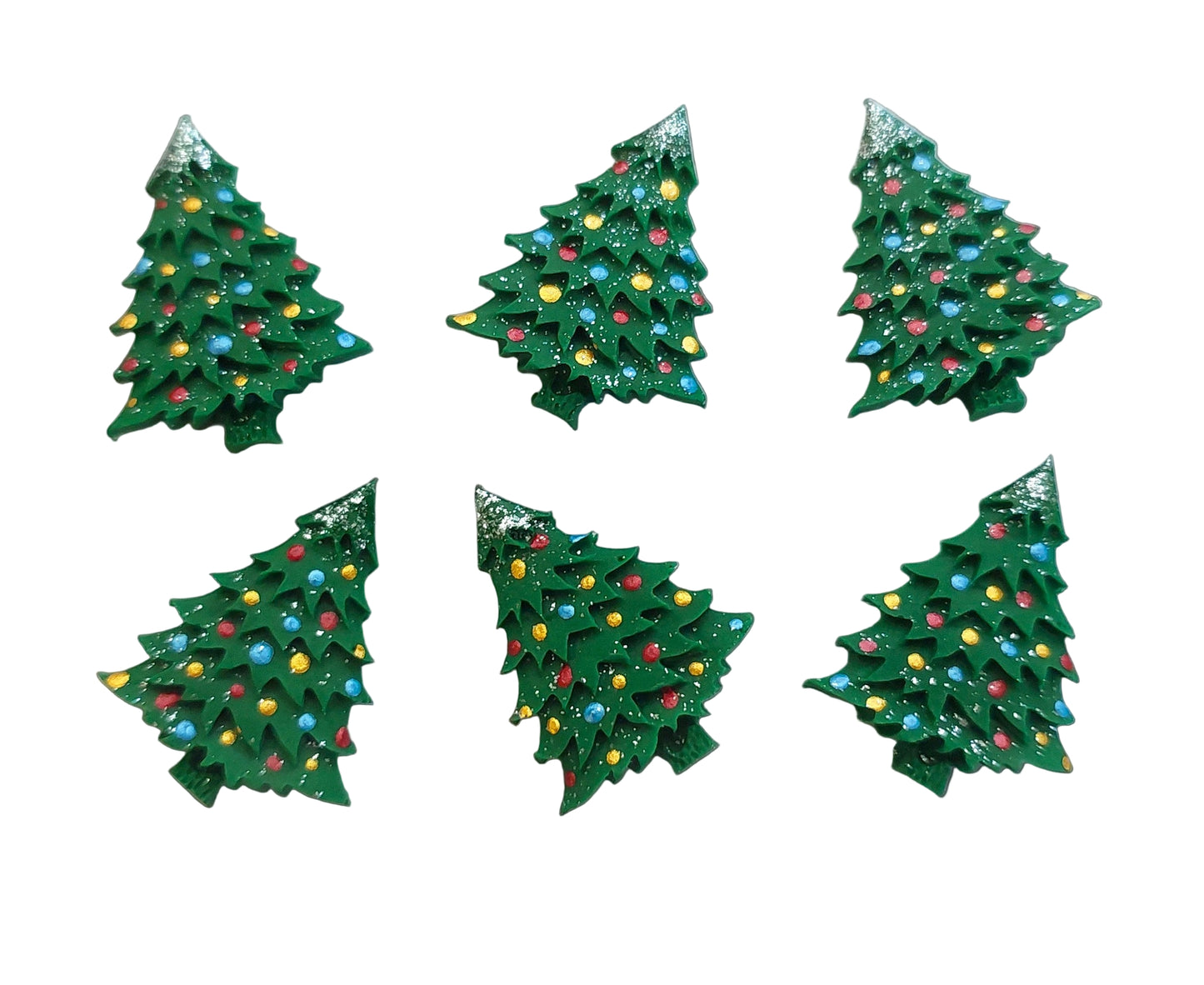 6 x Christmas trees, edible fondant icing Christmas cake topper / decorations.