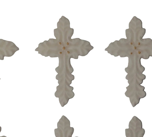 Six decorative crosses, edible fondant cake decorations