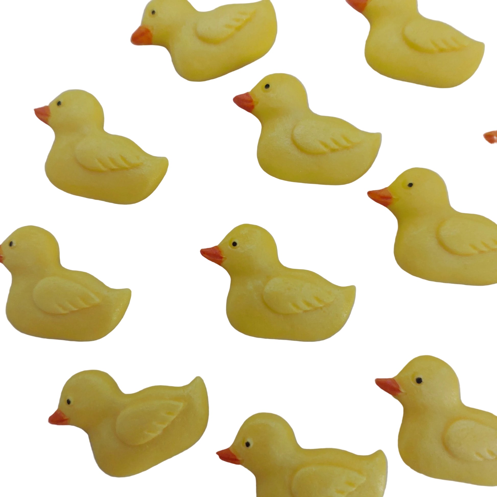 Fondant ducks, edible sugar cake decorations