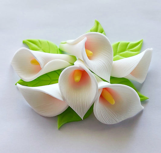 Lilies and Leaves - Edible Icing Cake Decorations