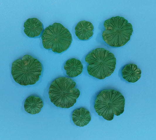 Water Lily Pads x 12 - Edible Icing Cake Decorations