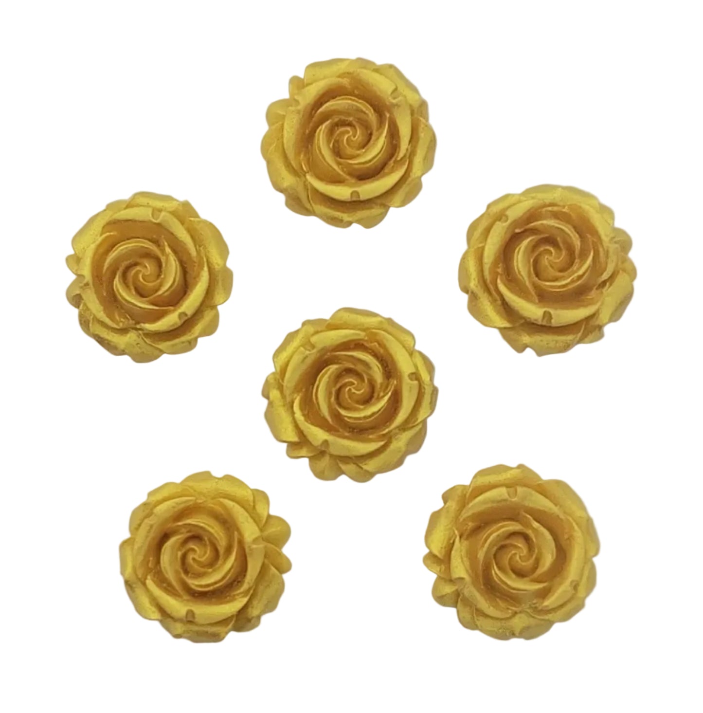 six gold roses, edible fondant cake decorations