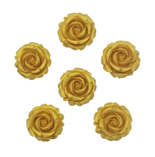 six gold roses, edible fondant cake decorations