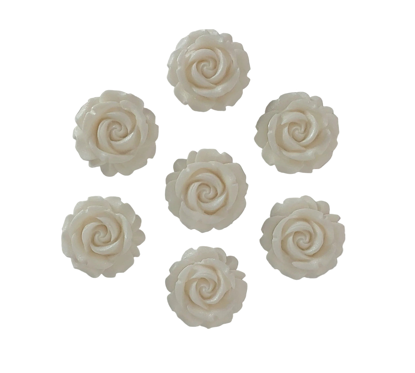 six white roses, edible fondant cake decorations