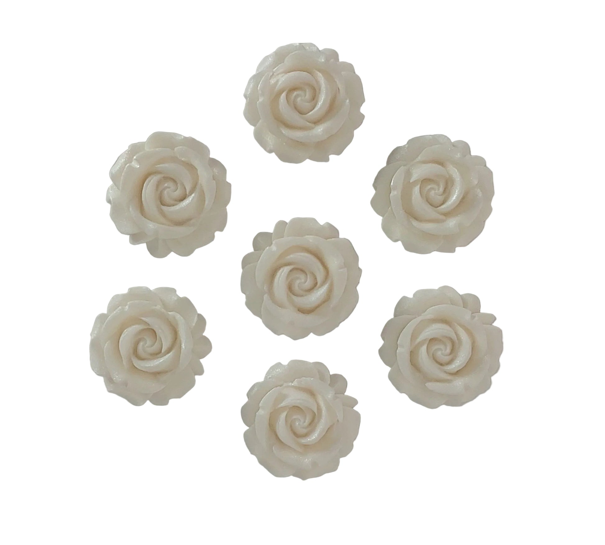 six white roses, edible fondant cake decorations