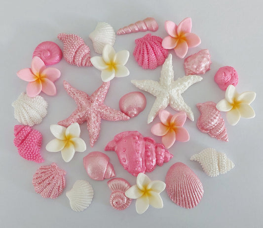 Shells & Frangipani Set - Pinks & White