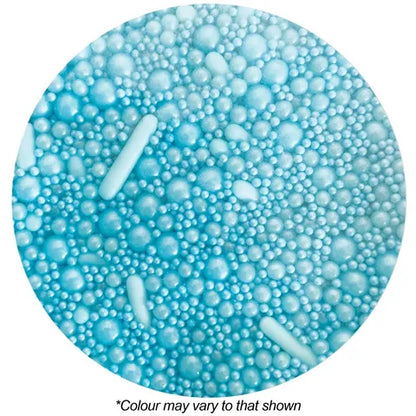 blue edible cake sprinkles including pearls and rods