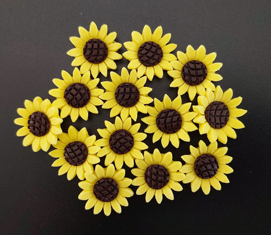 Sunflowers Small x 72 - Edible Icing Cake Decorations