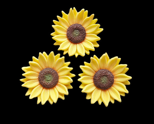 Sunflowers 4.7cm x 3 - Edible Icing Cake Decorations