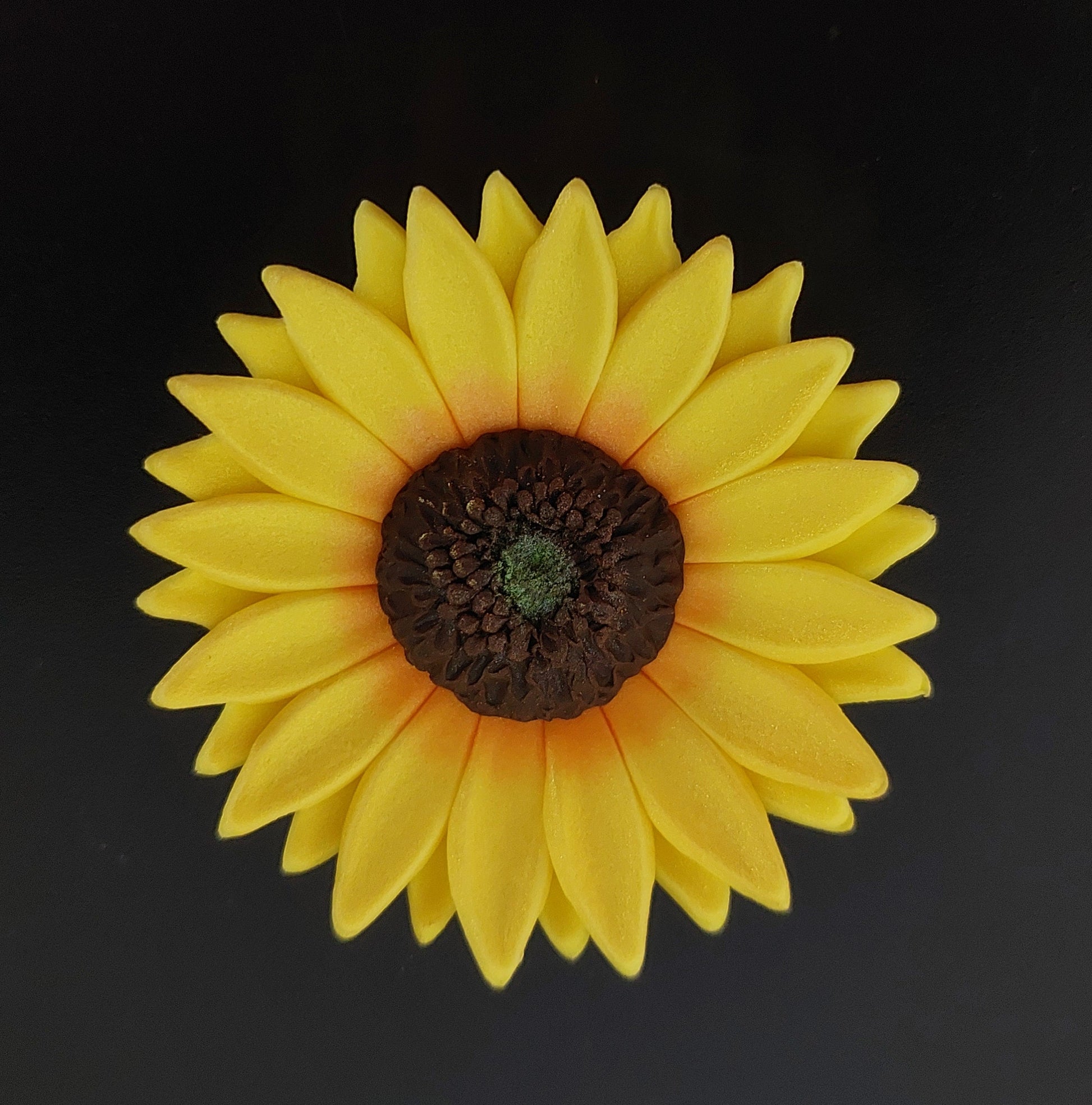 seven cm yellow sunflower, edible sugar cake decoration