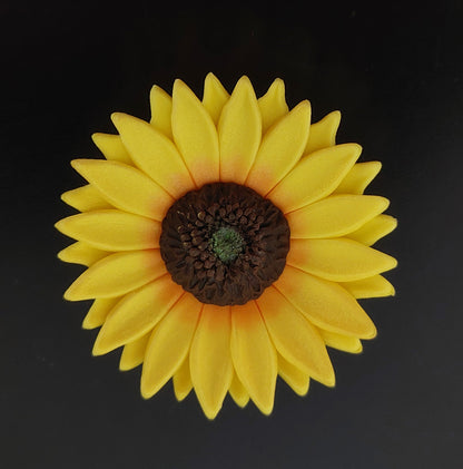 seven cm yellow sunflower, edible sugar cake decoration