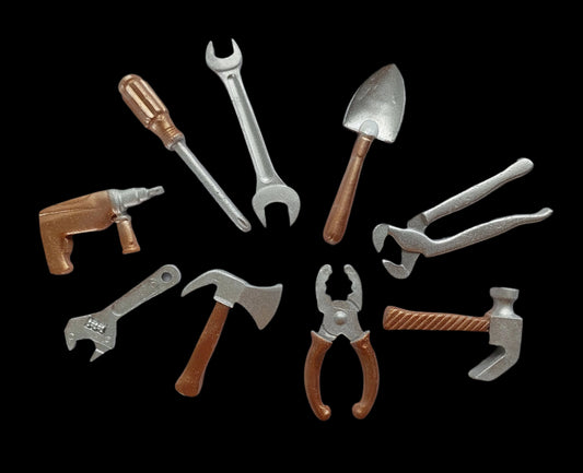 Tools x 9 - Edible - Fondant Icing Cake Decorations